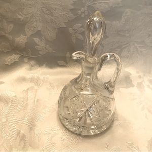 Vintage Pressed glass vinegar cruet with glass stopper.